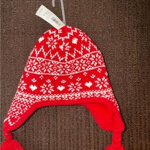 Old Navy Red and White Kids Knit Hat w/gloves